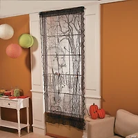 Spooky Lighted Lace Curtain Panel Halloween Decoration