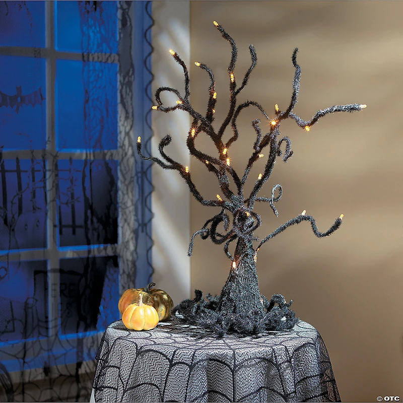 Spooky Lighted Lace Curtain Panel Halloween Decoration