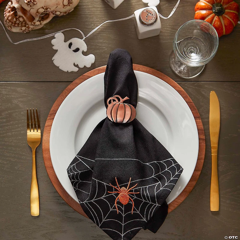 Spooky Spiderweb Embellished Napkin (Set Of 4)