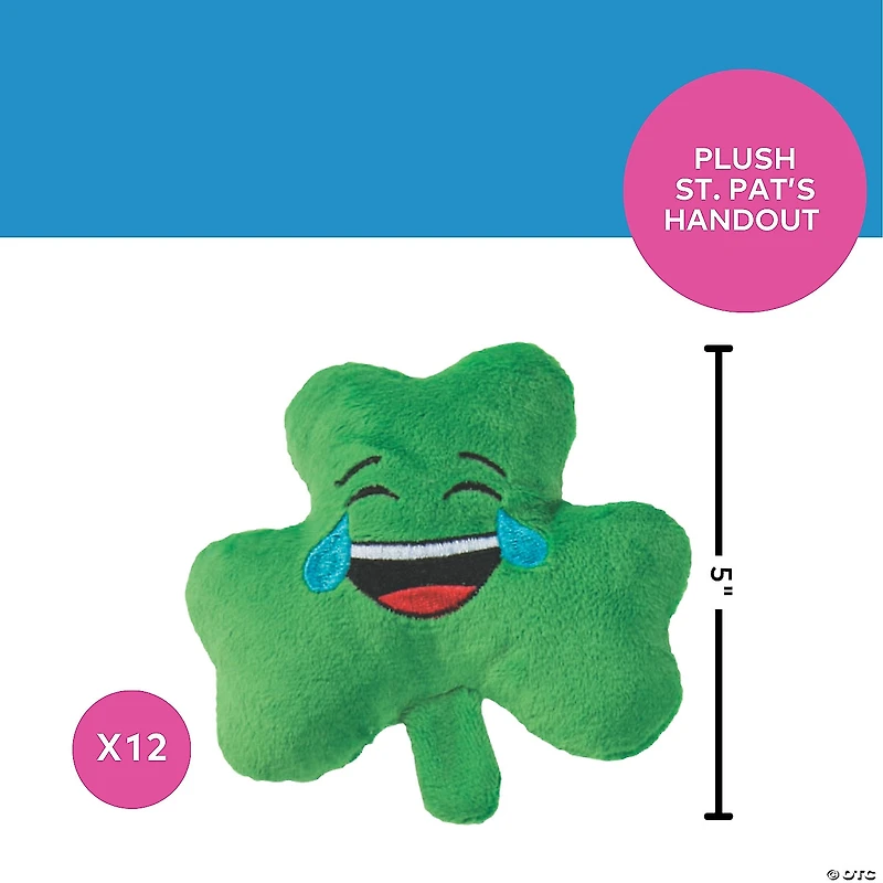 St. Patrick’s Day Green Stuffed Emoji Shamrocks - 12 Pc.