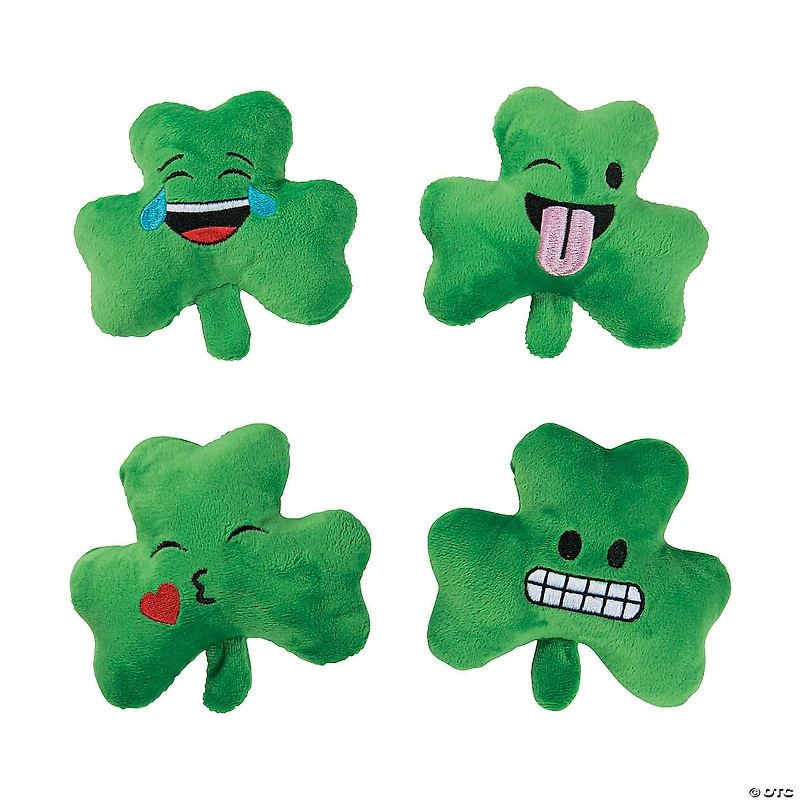 St. Patrick’s Day Green Stuffed Emoji Shamrocks - 12 Pc.
