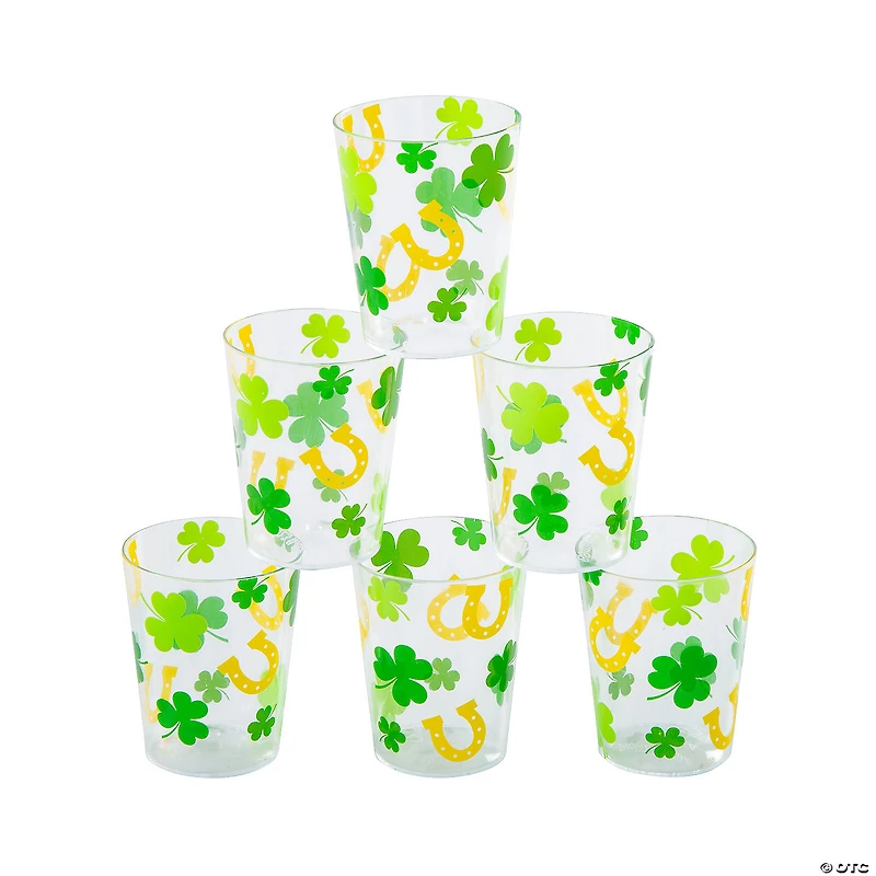 St. Patrick’s Day Shamrocks & Horseshoes BPA-Free Plastic Shot Glasses - 24 Ct.
