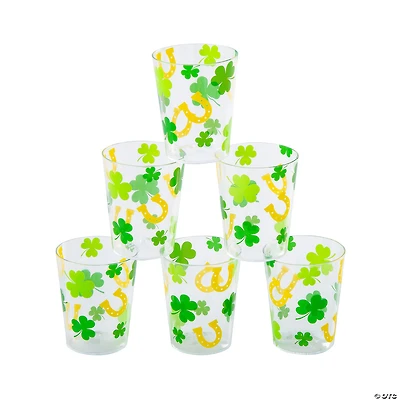 St. Patrick’s Day Shamrocks & Horseshoes BPA-Free Plastic Shot Glasses - 24 Ct.