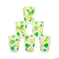 St. Patrick’s Day Shamrocks & Horseshoes BPA-Free Plastic Shot Glasses - 24 Ct.