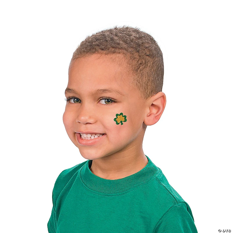 St. Patrick's Day Glitter Shamrock Tattoo Stickers - 12 Pc.