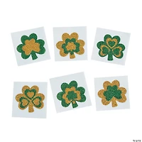 St. Patrick's Day Glitter Shamrock Tattoo Stickers - 12 Pc.