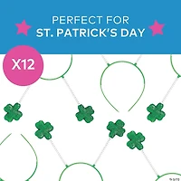 St. Patrick's Day Glittering Green Shamrock Head Boppers - 12 Pc.