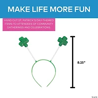 St. Patrick's Day Glittering Green Shamrock Head Boppers - 12 Pc.