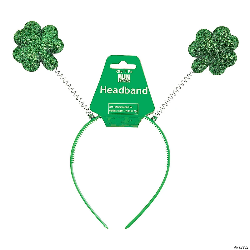 St. Patrick's Day Glittering Green Shamrock Head Boppers - 12 Pc.