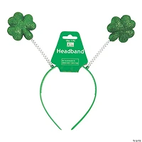 St. Patrick's Day Glittering Green Shamrock Head Boppers - 12 Pc.