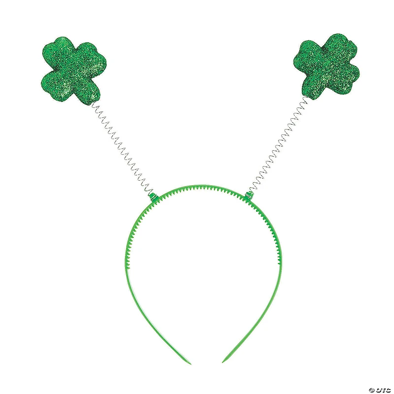 St. Patrick's Day Glittering Green Shamrock Head Boppers - 12 Pc.
