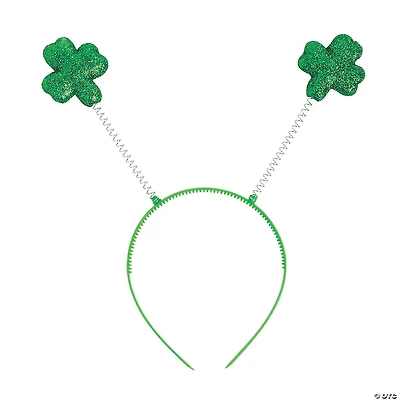 St. Patrick's Day Glittering Green Shamrock Head Boppers - 12 Pc.