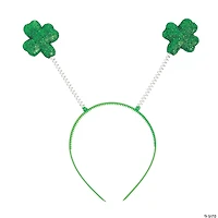 St. Patrick's Day Glittering Green Shamrock Head Boppers - 12 Pc.