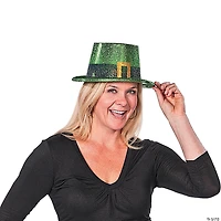 St. Patrick's Day Green Glitter Leprechaun Top Hats - 12 Pc.