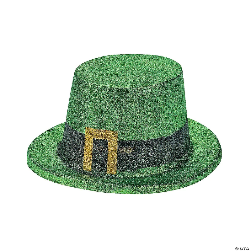 St. Patrick's Day Green Glitter Leprechaun Top Hats - 12 Pc.