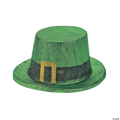 St. Patrick's Day Green Glitter Leprechaun Top Hats - 12 Pc.