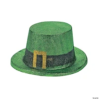 St. Patrick's Day Green Glitter Leprechaun Top Hats - 12 Pc.