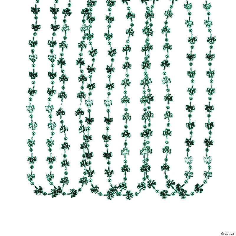 St. Patrick's Day Mini Shamrock Bead Necklaces - 12 Pc.