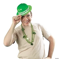 St. Patrick's Day Neon Green Shamrock Band Derby Hats - 12 Pc.