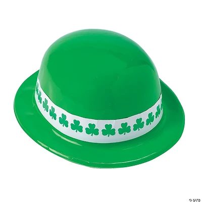 St. Patrick's Day Neon Green Shamrock Band Derby Hats - 12 Pc.