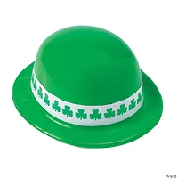 St. Patrick's Day Neon Green Shamrock Band Derby Hats - 12 Pc.
