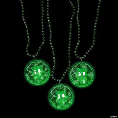 St. Patrick's Day Shamrock Light-Up Necklaces - 12 Pc.