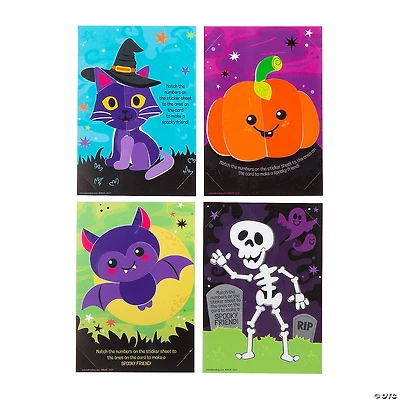 Sticker by Number Halloween Cards - 24 Pc.