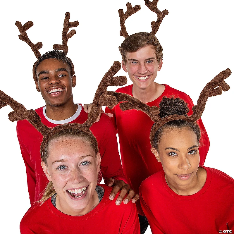 Stuffed Reindeer Antlers Headbands - 12 Pc.