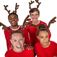 Stuffed Reindeer Antlers Headbands - 12 Pc.