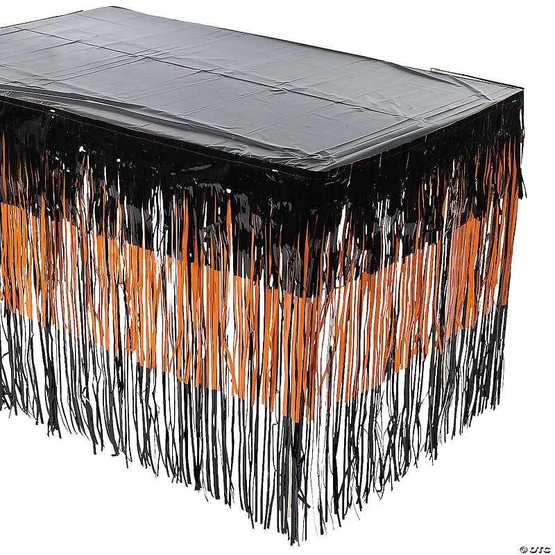 Tiered Halloween Fringe Plastic Table Skirt