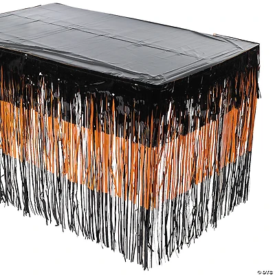 Tiered Halloween Fringe Plastic Table Skirt