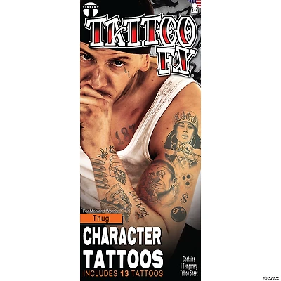 Tinsley Transfers Prison Thug Character Temporary Tattoos