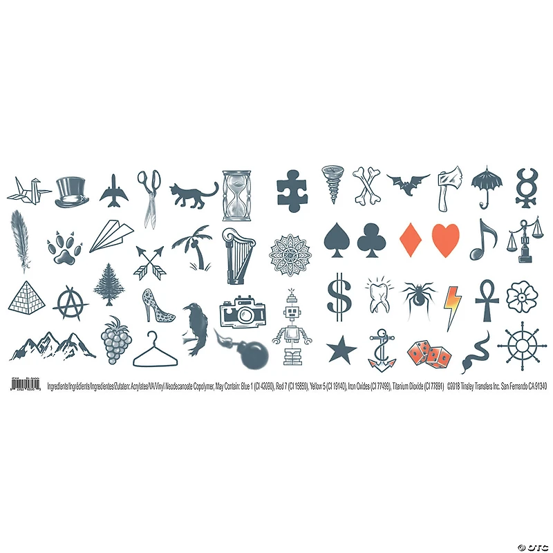 Tinsley Transfers Symbols for Knuckles Temporary Tattoos
