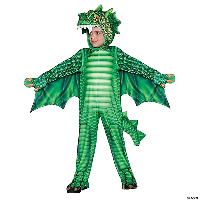 Toddler Printed Green Dragon Jumpsuit Costume