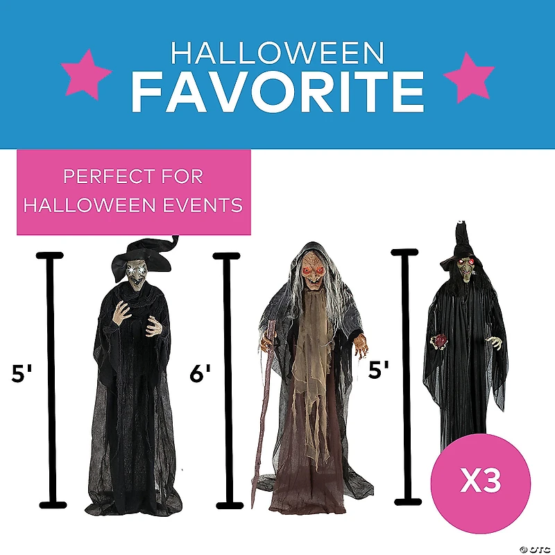 Trio of Witches Standing Halloween Decorations Kit - 3 Pc.