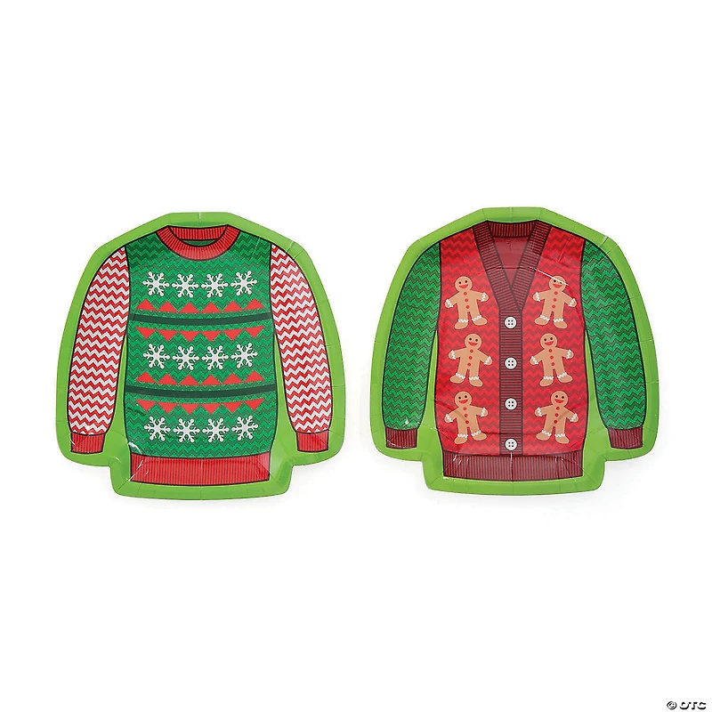 Ugly Sweater Party Sweater-Shaped Paper Dessert Plates - 8 Ct.