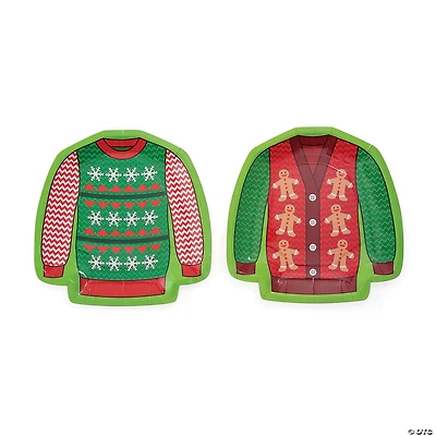 Ugly Sweater Party Sweater-Shaped Paper Dessert Plates - 8 Ct.