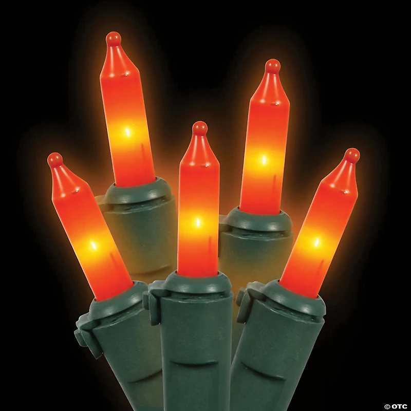 Vickerman 100 Orange Mini Light on Green Wire, 33' Christmas Light Strand