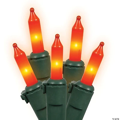 Vickerman 100 Orange Mini Light on Green Wire, 33' Christmas Light Strand