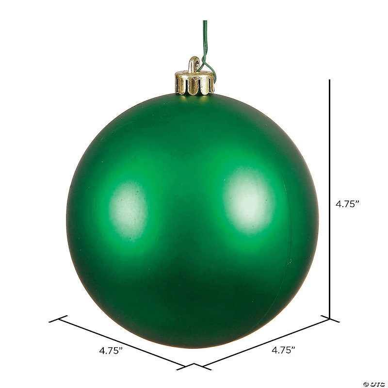 Vickerman 4.75" Green Matte Ball Ornament, 4 per Bag