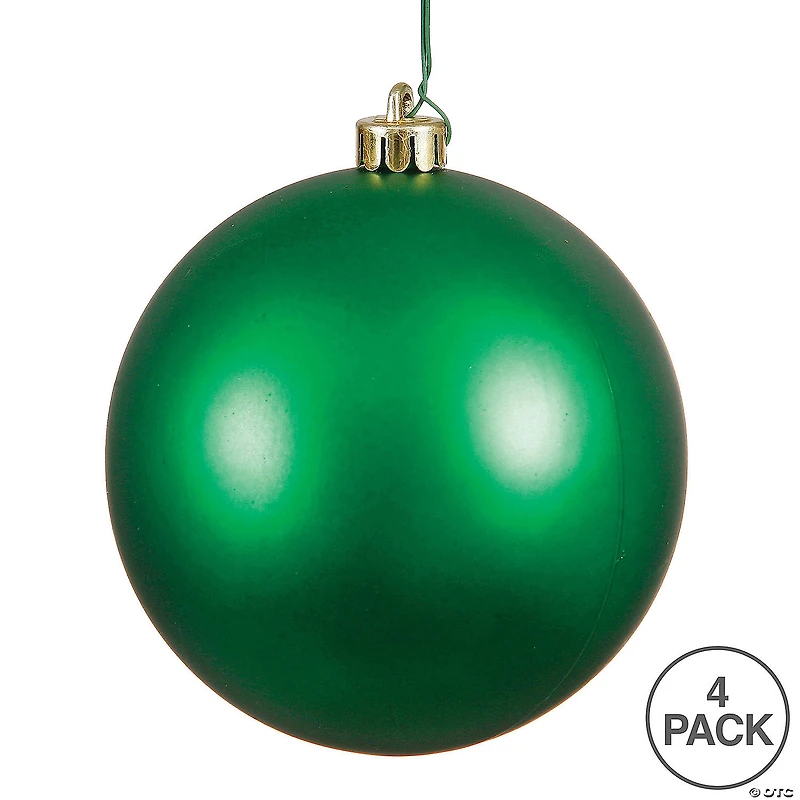 Vickerman 4.75" Green Matte Ball Ornament, 4 per Bag