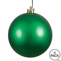 Vickerman 4.75" Green Matte Ball Ornament, 4 per Bag