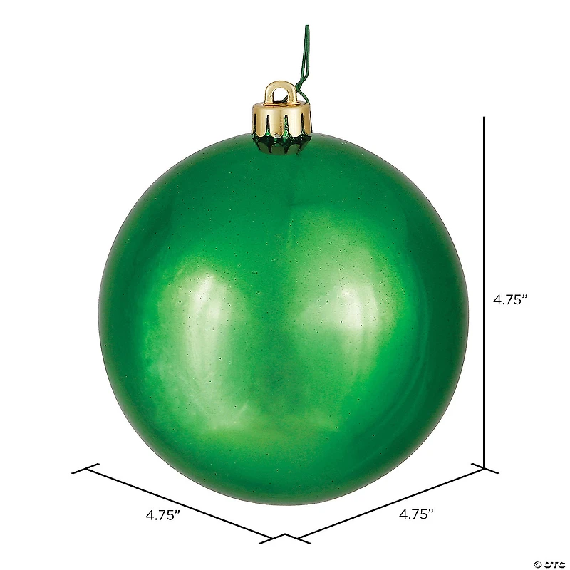 Vickerman 4.75" Green Shiny Ball Ornament, 4 per Bag