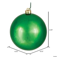 Vickerman 4.75" Green Shiny Ball Ornament, 4 per Bag