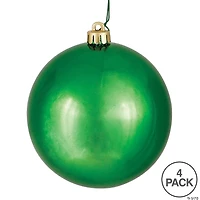 Vickerman 4.75" Green Shiny Ball Ornament, 4 per Bag