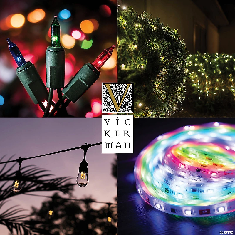 Vickerman 50 Orange Mini-Light on Green Wire, 16' Christmas Light Strand