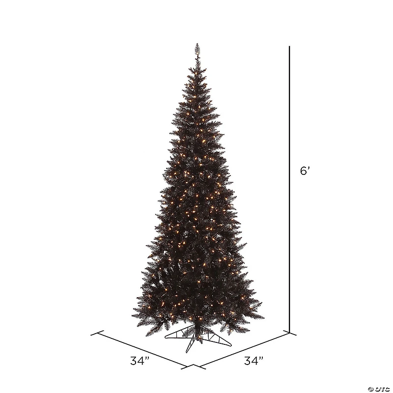 Vickerman 6.5' Black Fir Slim Christmas Tree with Warm White LED Lights