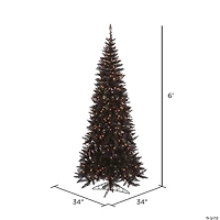 Vickerman 6.5' Black Fir Slim Christmas Tree with Warm White LED Lights