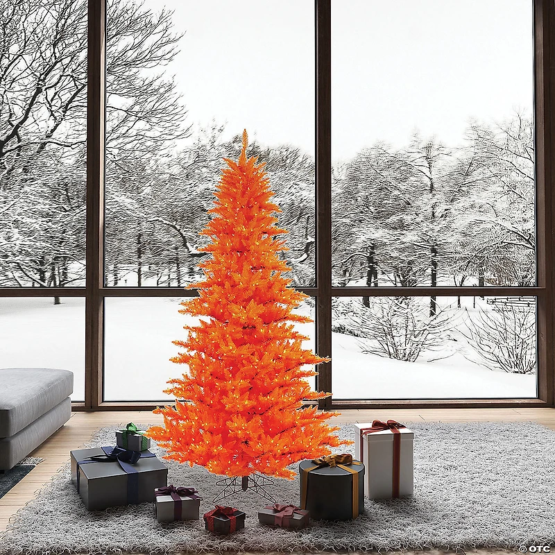 Vickerman 6.5' Orange Fir Christmas Tree with Orange LED Lights