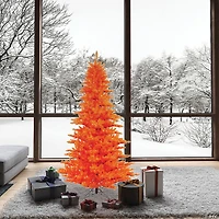 Vickerman 6.5' Orange Fir Christmas Tree with Orange LED Lights